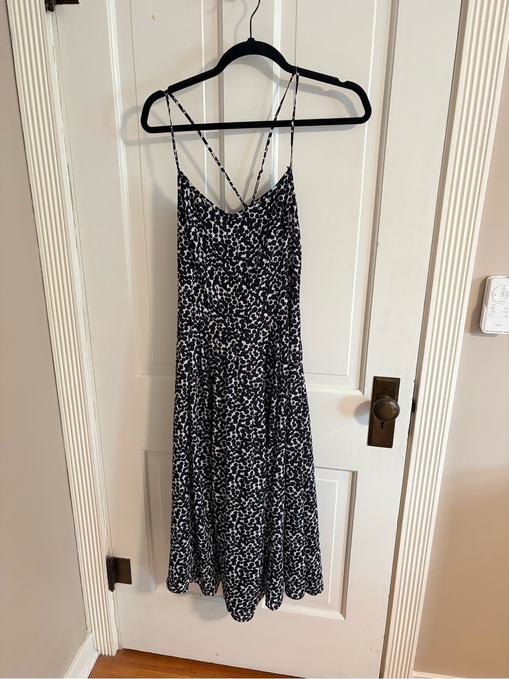 Banana Republic Black and White Spotted Midi Slip Dress